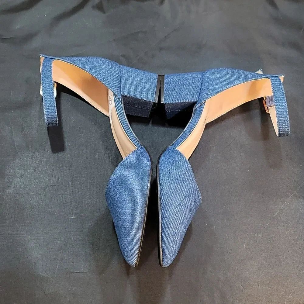 BRAND NEW WOMEN'S POINTED TOE ANKLE STRAP BUCKLE CHUNKY BLOCK HEEL SANDAL - Picture 11 of 15